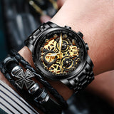 Gold Benz Luxury Sports Waterproof Watch